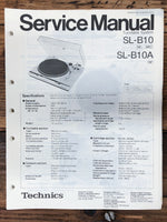 Technics SL-B10 SL-B10A Record Player / Turntable  Service Manual *Original* #1