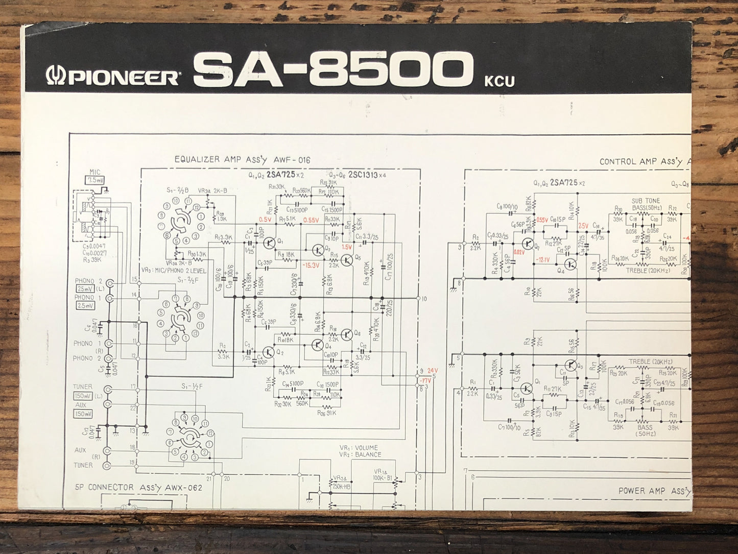 Pioneer SA-8500 KCU Amplifier  Service Manual *Original*