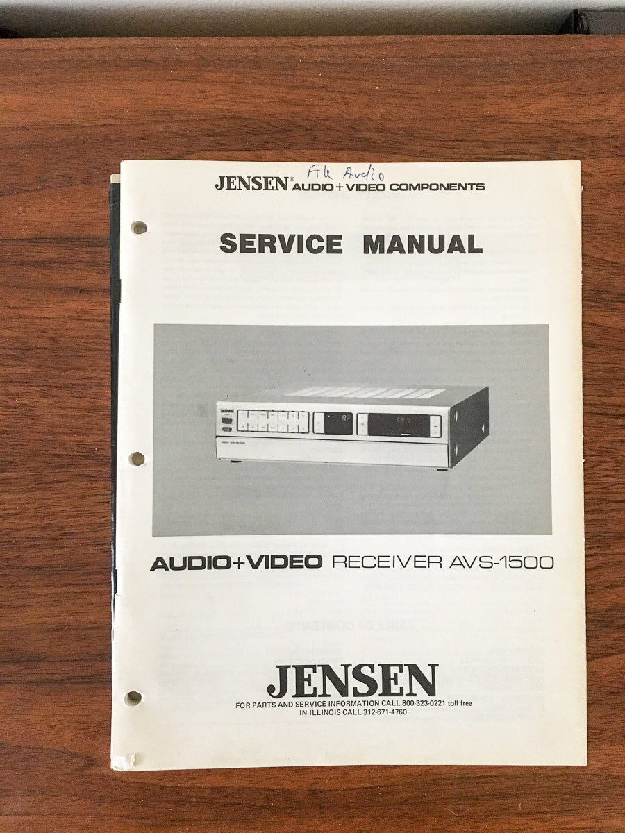 Jensen AVS-1500 Receiver Service Manual *Original*