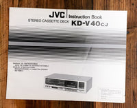 JVC KD-V40 Cassette  Owners / User Manual *Original*