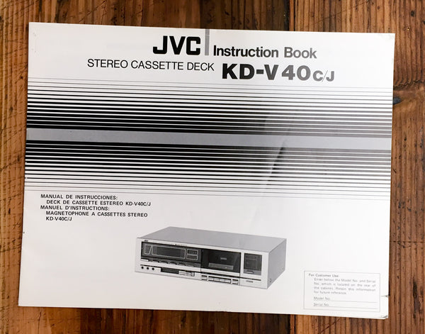 JVC KD-V40 Cassette  Owners / User Manual *Original*