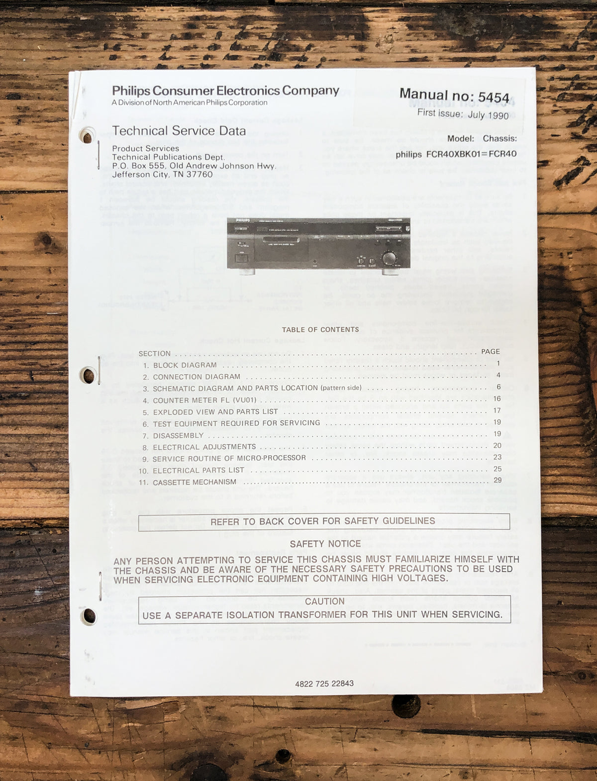 Philips FCR40 FCR-40 Cassette  Service Manual *Original*