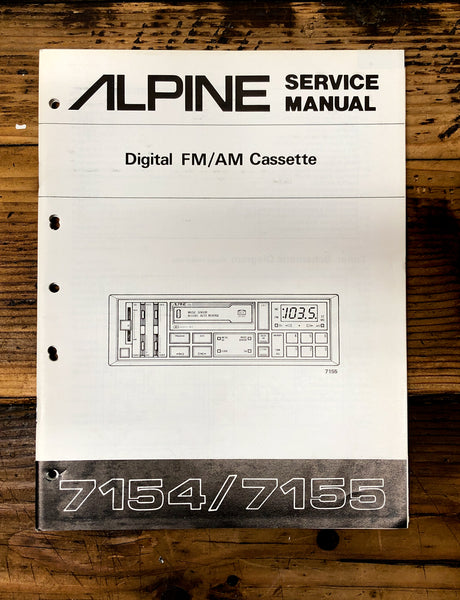 Alpine Model 7154 7155 Car Radio / Cassette  Service Manual *Original*