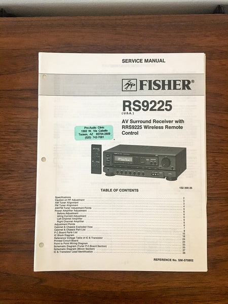 Fisher RS-9225 Receiver Service Manual *Original*