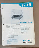 Sony PS-X30 Turntable Record Player  Service Manual *Original*