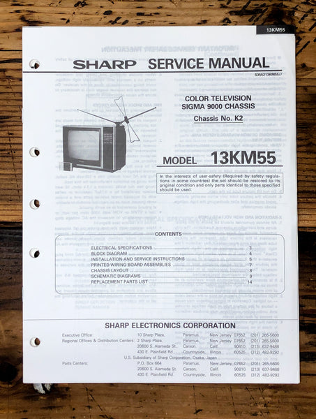 Sharp 13KM55 TV / Television Service Manual *Original*