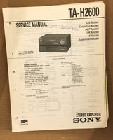 Sony TA-H2600 Preamp / Preamplifier Service Manual *Original*