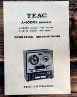 Teac A-4000S A-4010S Reel to Reel  Owner / User Manual *Original*