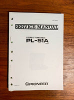 Pioneer PL-51A Turntable Service Manual *Original*