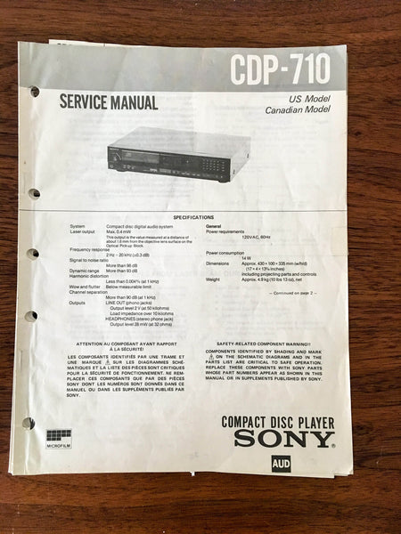 Sony CDP-710  Service Manual *Original* #1