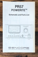 Sencore PR57 AC Powerite  Schematic AND Parts List Manual *Original*