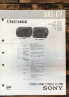 Sony SRS-67 Speaker  Service Manual *Original*