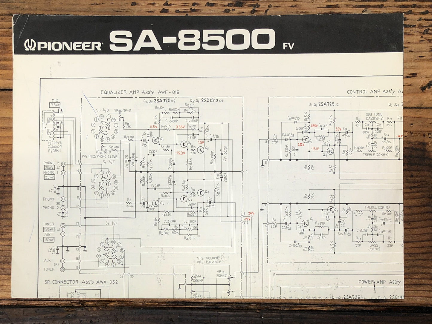 Pioneer SA-8500 FV Amplifier  Service Manual *Original*