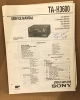 Sony TA-H3600 Preamp / Preamplifier Service Manual *Original*