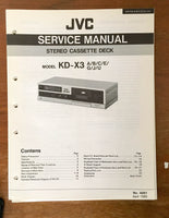 JVC KD-X3 Cassette Deck  Service Manual *Original*