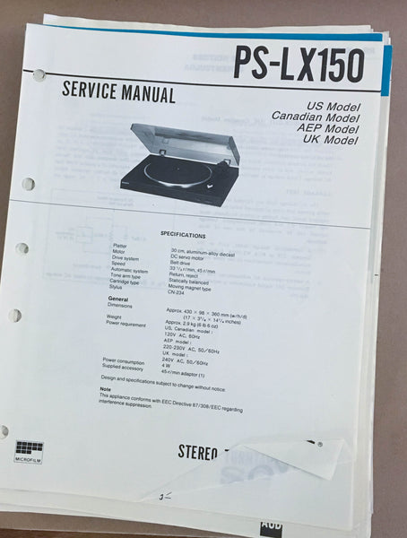 Sony PS-LX150 Turntable Record Player  Service Manual *Original*