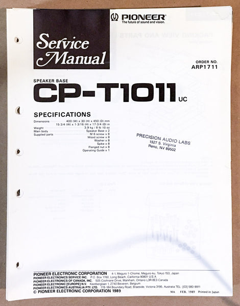 Pioneer CP-T1011 SPEAKER BASE Service Manual *Original*