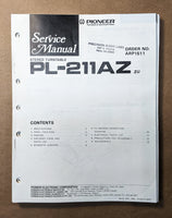 Pioneer PL-211AZ Record Player / Turntable Service Manual *Original*
