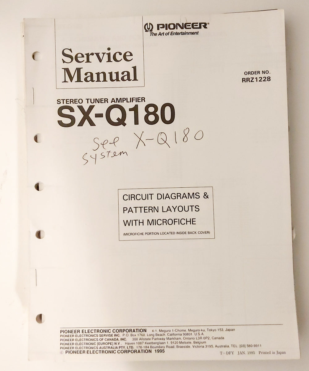 Pioneer SX-Q180 Amplifier Service Manual *Original*
