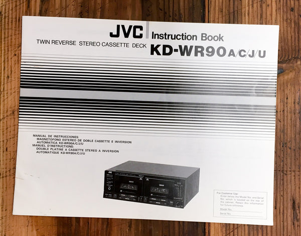 JVC KD-WR90 Cassette  Owners / User Manual *Original*