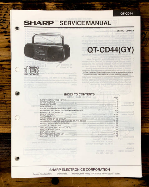 Sharp QT-CD44 Radio Service Manual *Original*