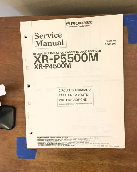 Pioneer XR-P5500M XR-P4500M Stereo System Service Manual *Original*