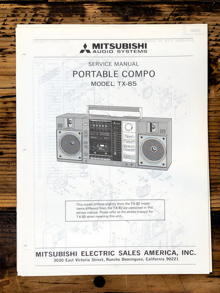 Mitsubishi TX-85 Stereo Service Manual *Original*