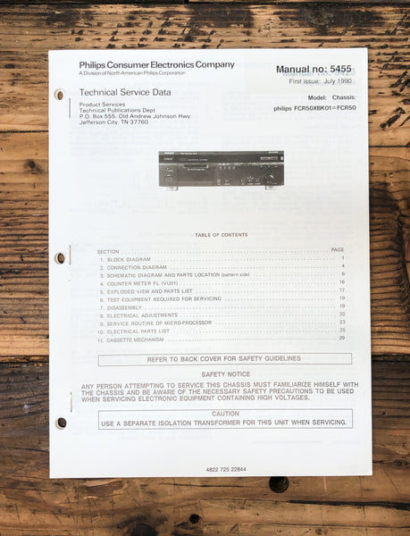 Philips FCR50 FCR-50 Cassette  Service Manual *Original*
