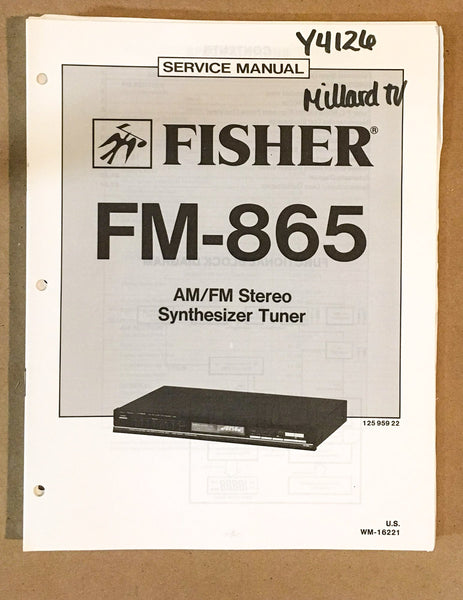 Fisher FM-865 Tuner Service Manual *Original*