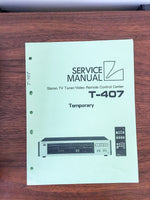 Luxman T-407 Tuner Temporary Service Manual *Original*