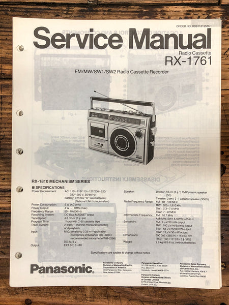 Panasonic RX-1761 Radio / Boombox  Service Manual *Original*