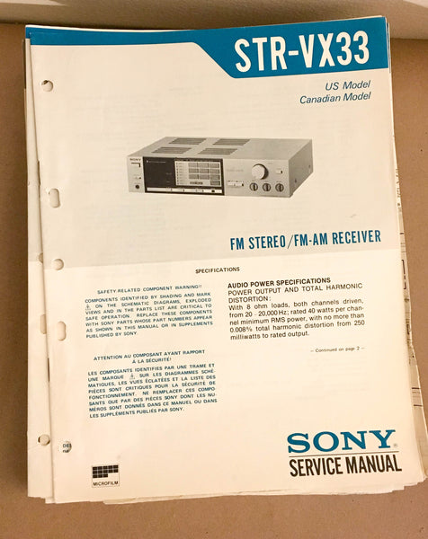 Sony STR-VX33 Receiver  Service Manual *Original*
