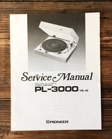 Pioneer PL-3000 Record Player / Turntable Service Manual *Original*