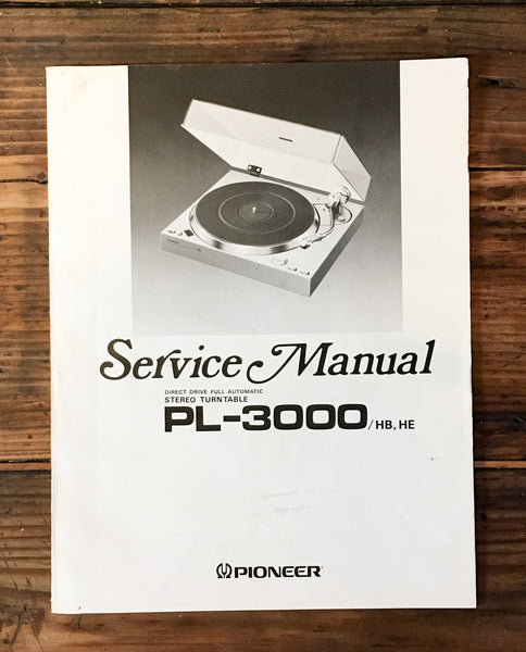 Pioneer PL-3000 Record Player / Turntable Service Manual *Original*