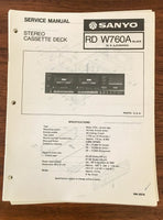 Sanyo RD W760A Cassette Deck Service Manual *Original*