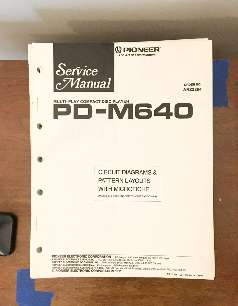 Pioneer PD-M640 CD Player Service Manual *Original*