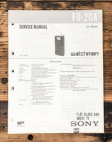 Sony FD-20A TV  Service Manual *Original* #2