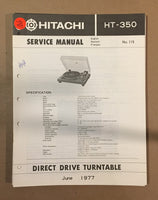 Hitachi HT-350 Record Player / Turntable  Service Manual *Original*