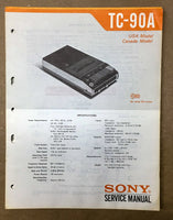 Sony TC-90A Cassette Tape Player Service Manual *Original*