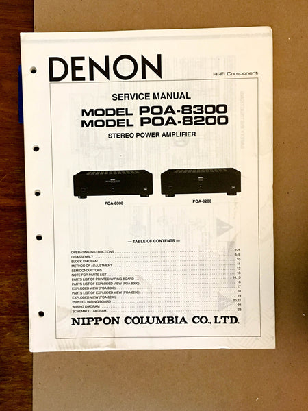 Denon POA-8200 8300 Amplifier  Service Manual *Original*