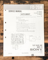 Sony FD-20A TV Supp. Service Manual *Original* #1