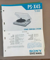 Sony PS-X45 Turntable Record Player  Service Manual *Original*