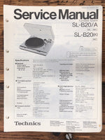 Technics SL-B20 SL-B20A Record Player / Turntable  Service Manual *Original* #1