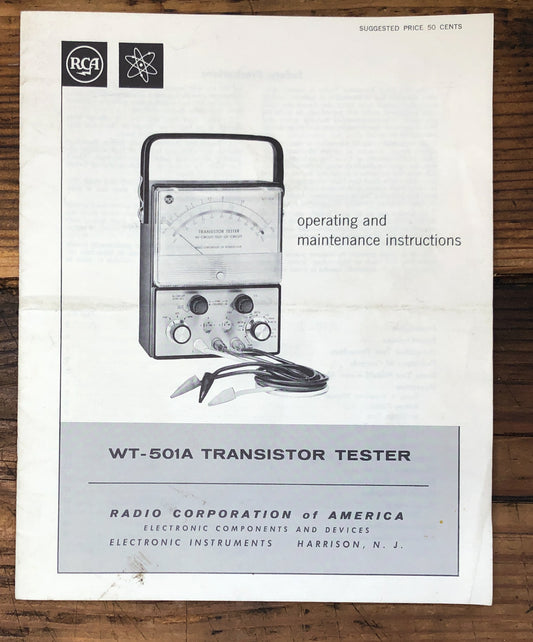 RCA WT-501A Transistor Tester  Owners / User Manual *Original*