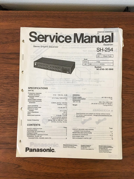 Panasonic SH-254 Equalizer Service Manual *Original*