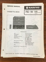 Sanyo RD W V6 Cassette Deck Service Manual *Original*
