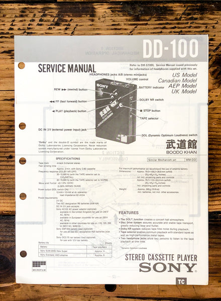 Sony DD-100 Cassette  Service Manual *Original*