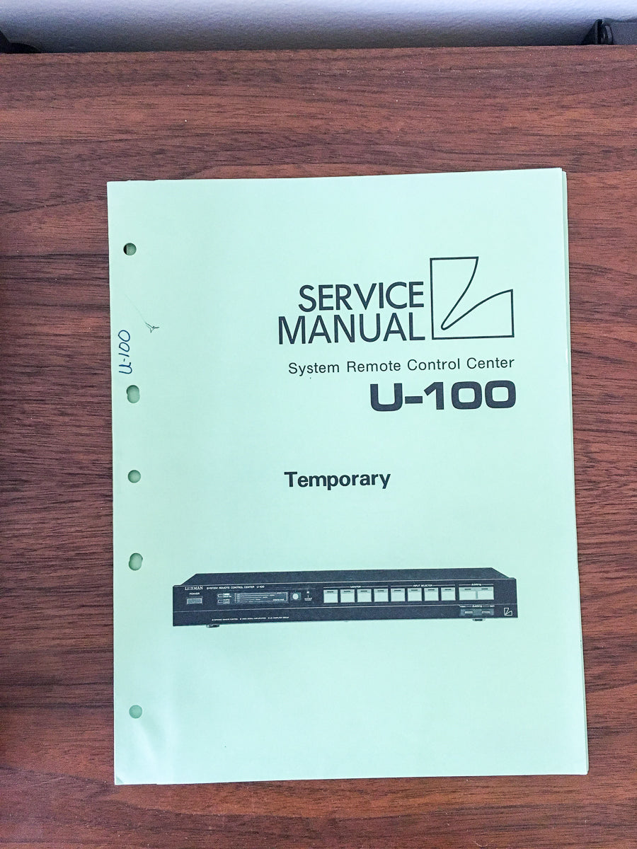 Luxman U-100 Remote Control Temporary Service Manual *Original*