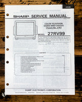 Sharp 27RV99 TV / Television Service Manual *Original*