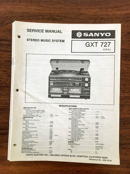 Sanyo GXT 727 Stereo Music System Service Manual *Original* #1